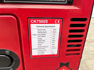 Unused Cameo CK7500S 3 Phase Silent Diesel Generator