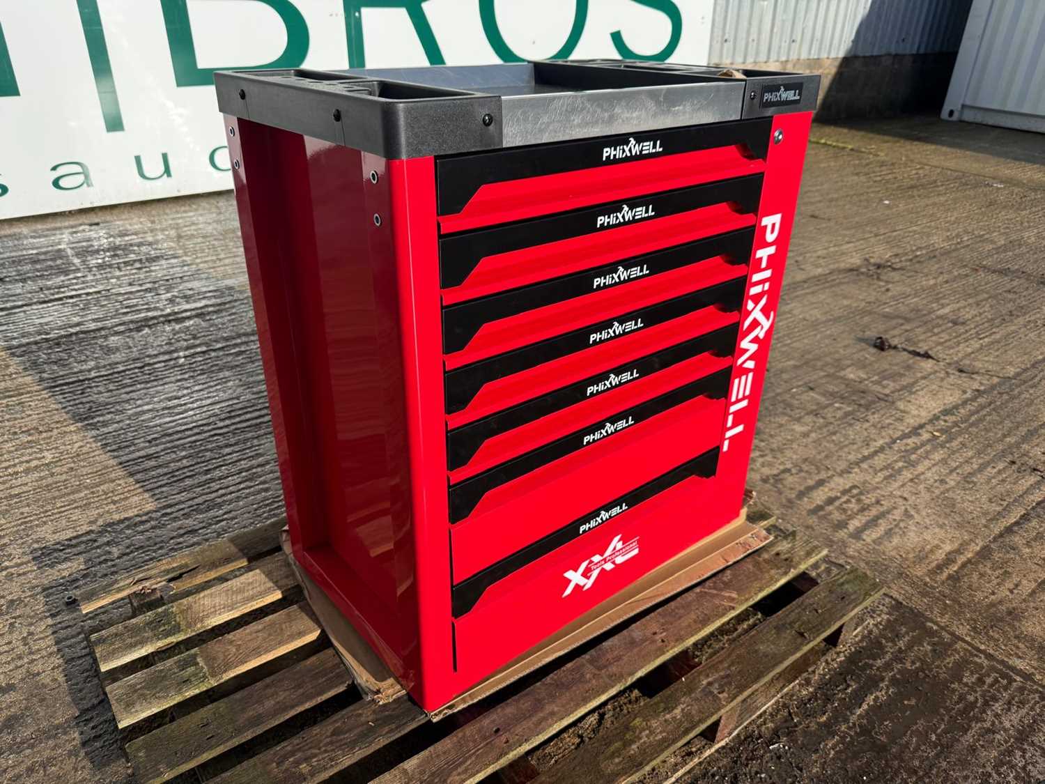 Unused 7 Drawer & 1 Side Cabinet Phixwell Tool Box Including Tool Set Contains 235 Tools, 750mm x 460mm x 800mm