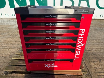 Unused 7 Drawer & 1 Side Cabinet Phixwell Tool Box Including Tool Set Contains 235 Tools, 750mm x 460mm x 800mm