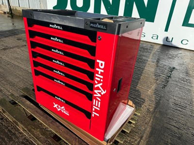 Unused 7 Drawer & 1 Side Cabinet Phixwell Tool Box Including Tool Set Contains 235 Tools, 750mm x 460mm x 800mm