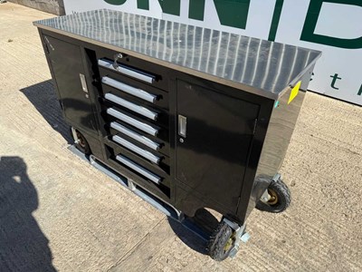 Unused 4.5Ft Mobile Tool Chest, Rubber Wheels, 2 Cabinet, 7 Drawers