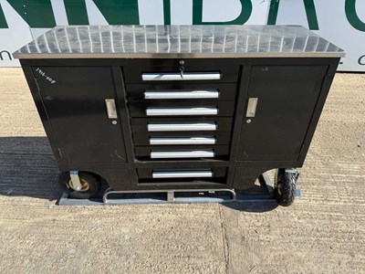 Unused 4.5Ft Mobile Tool Chest, Rubber Wheels, 2 Cabinet, 7 Drawers