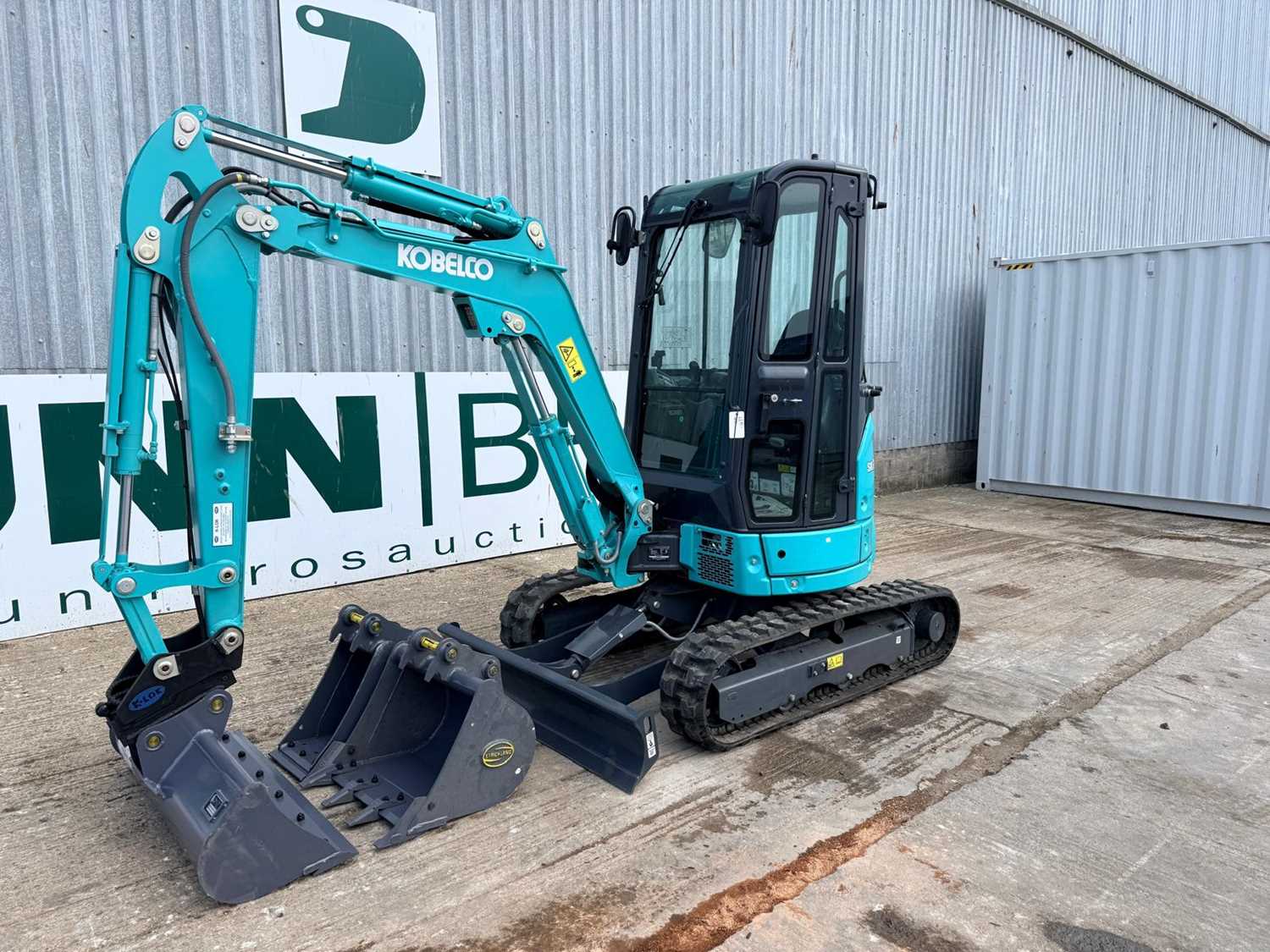Lot Unused 2024 Kobelco SK25SR Mini Excavator, Blade, Hydraulic Quick Hitch Rubber Tracks, Piped, LED Lights, Warning Beacons, Suspension Seat