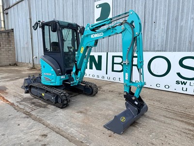 Lot Unused 2024 Kobelco SK25SR Mini Excavator, Blade, Hydraulic Quick Hitch Rubber Tracks, Piped, LED Lights, Warning Beacons, Suspension Seat