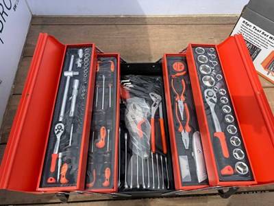 Lot Unused 85 PC Tool Set 1/4" & 1/2" In Metal Tool Box