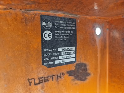 Lot 2004 Belle 100XT Diesel Cement Mixer, Yanmar Engine, Electric Start
